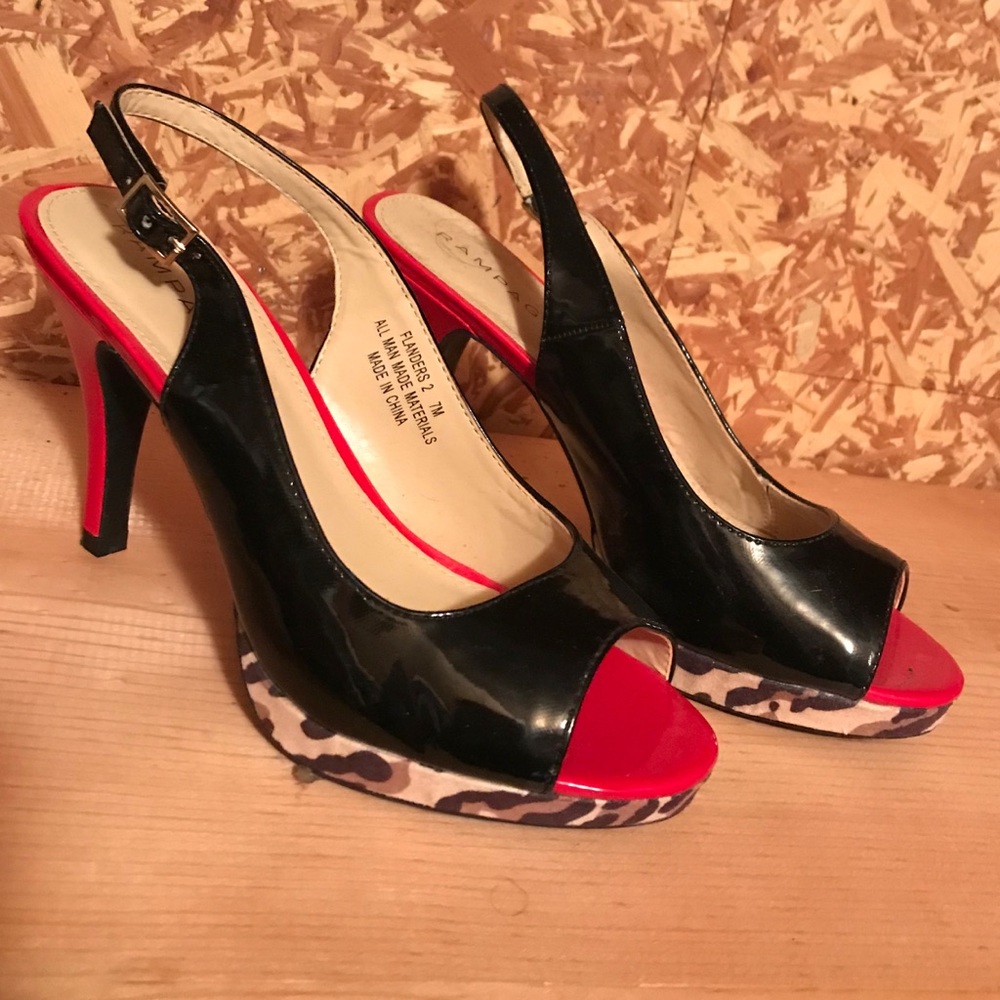 Rampage Sling back cheetah/red/black open toe